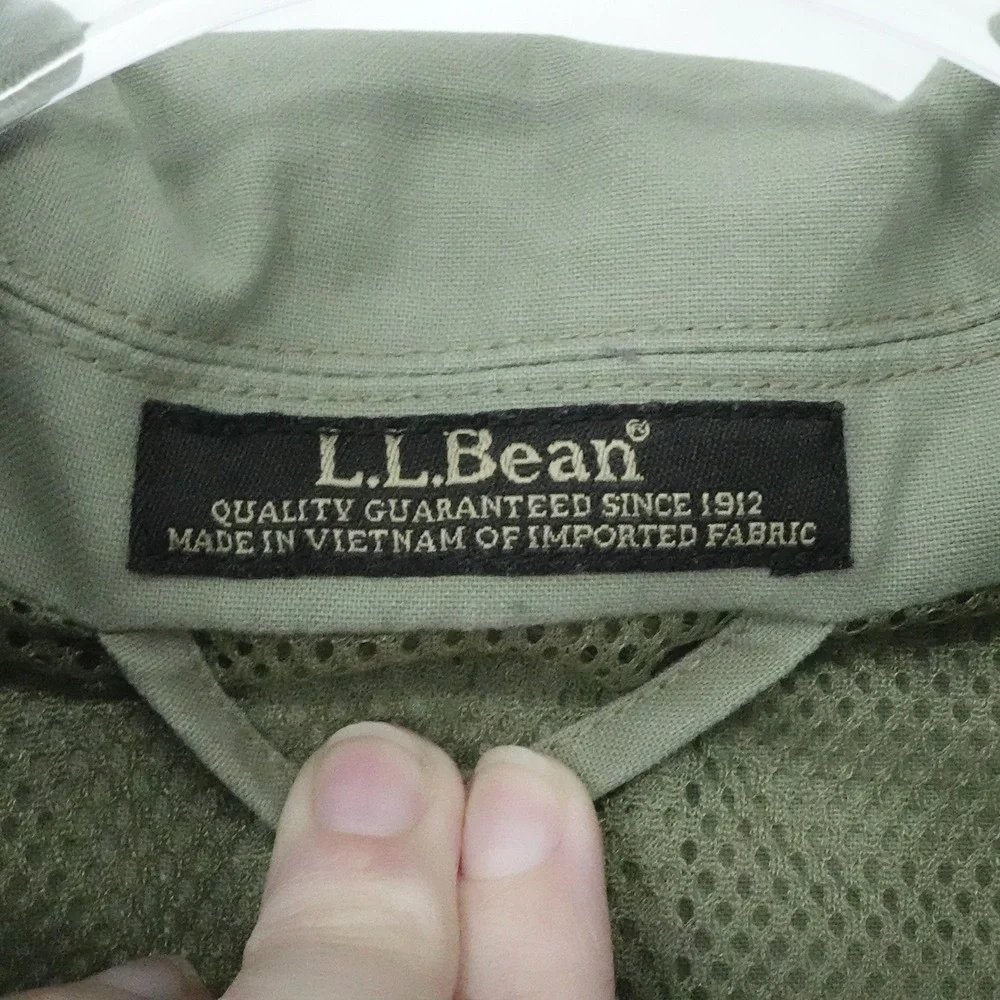 LL Bean Jacket Mens 44 T Olive‎ Green Field Coat Utility SportingElbow Patches